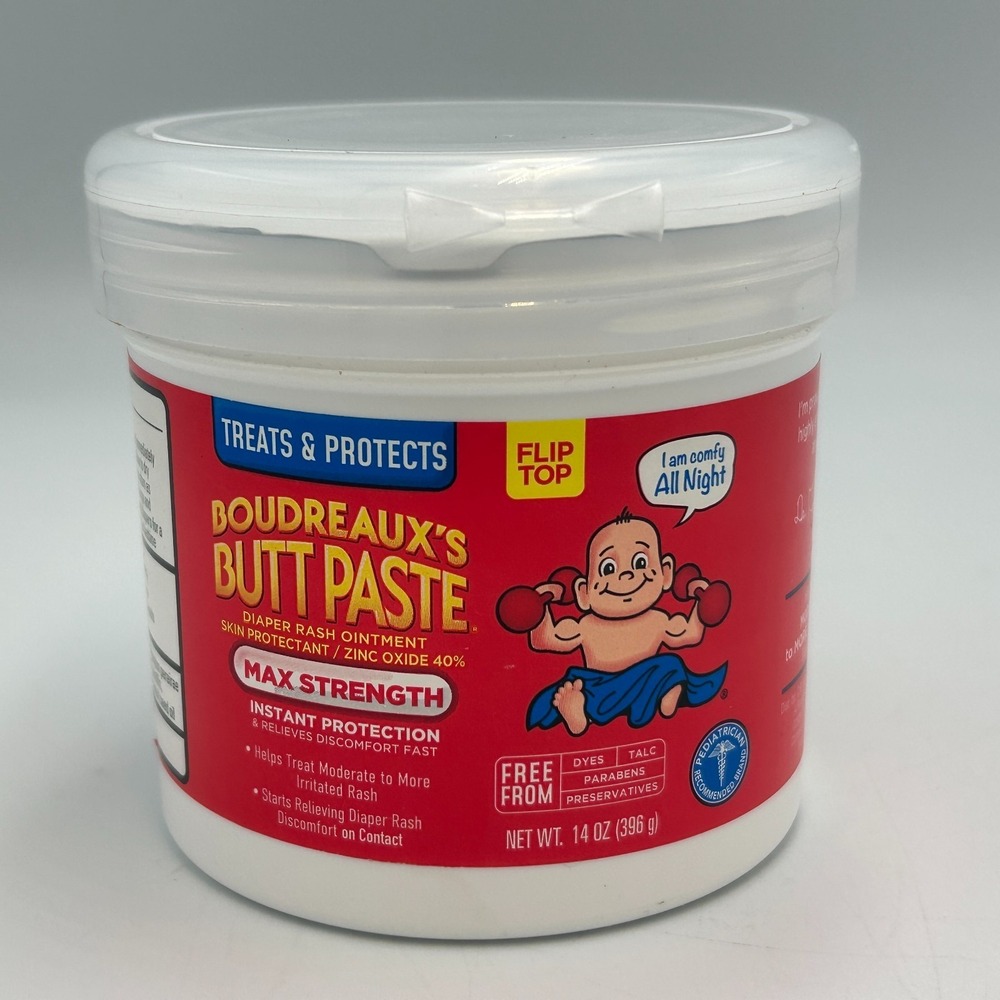 Diaper Rash Ointment Boudreaux's Butt Paste Max 14oz Red Jar Flip Top Zinc Baby